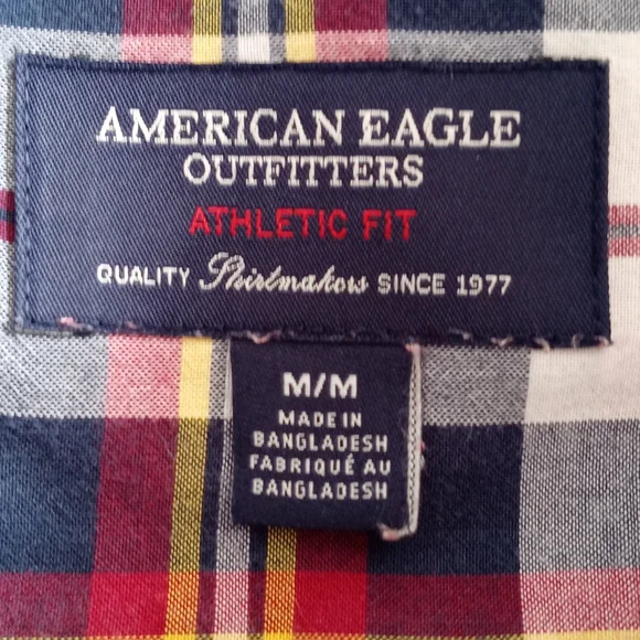 AMERICAN EAGLE OUTFITTERS RED YELLOW PLAID BUTTON DOWN SHIRT. SIZE (M ) - Picture 11 of 13